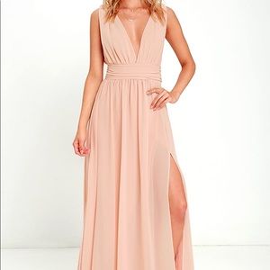 Lulus Heavenly Hues Blush Maxi Dress Size Small